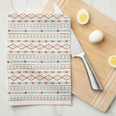 Aztec Shapes Rpt Muster Rust Aquamarine Creme Geschirrtuch (Viertel Falte)