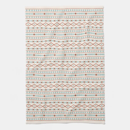 Aztec Shapes Rpt Muster Rust Aquamarine Creme Geschirrtuch (Vertikal)