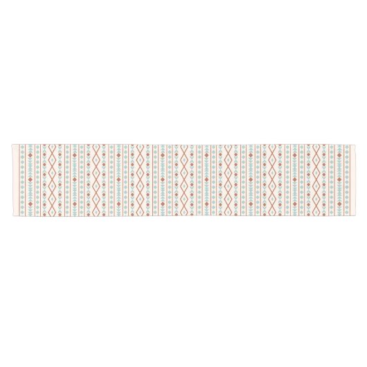 Aztec Shapes Rpt Muster Rust Aquamarine Creme Kurzer Tischläufer (Horizontal)