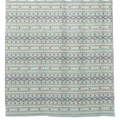 Aztec Shapes Rpt Muster Rusts Cream Aquamarin-blau Duschvorhang (Vorderseite)