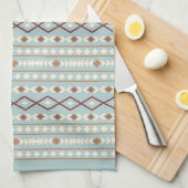 Aztec Shapes Rpt Muster Rusts Cream Aquamarin-blau Geschirrtuch (Viertel Falte)