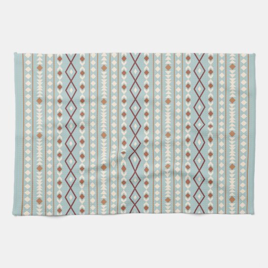 Aztec Shapes Rpt Muster Rusts Cream Aquamarin-blau Geschirrtuch (Horizontal)