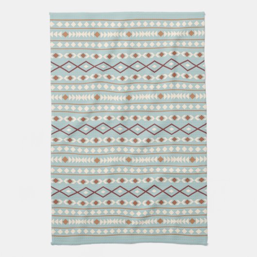 Aztec Shapes Rpt Muster Rusts Cream Aquamarin-blau Geschirrtuch (Vertikal)
