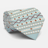 Aztec Shapes Rpt Muster Rusts Cream Aquamarin-blau Krawatte (Gerollt)
