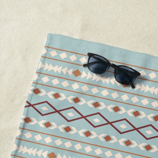 Aztec Shapes Rpt Muster Rusts Cream Aquamarin-blau Strandtuch (Beispiel)