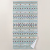Aztec Shapes Rpt Muster Rusts Cream Aquamarin-blau Strandtuch (Vorderseite)