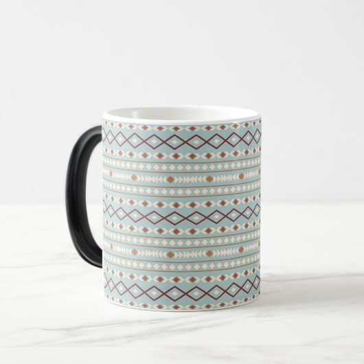Aztec Shapes Rpt Muster Rusts Cream Aquamarin-blau Verwandlungstasse (Vorderseite Links)