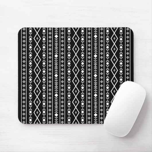 Aztec Shapes V Muster Grau Schwarz Mousepad (Mit Mouse)
