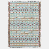 Aztec Shapes V Musterrüsten Cream Aquamarin-blau Decke (Vorderseite Vertikal)