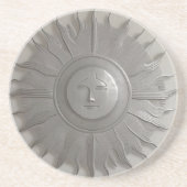 Aztec Silver Sun Face Getränkeuntersetzer (Vorne)