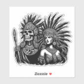 Aztec Skeleton Warrior mit Prinzessin Art Aufkleber (Blatt)