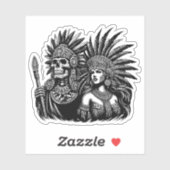 Aztec Skeleton Warrior mit Prinzessin Art Aufkleber (Blatt)