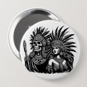 Aztec Skeleton Warrior mit Prinzessin Art Button (Vorne & Hinten)