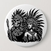 Aztec Skeleton Warrior mit Prinzessin Art Button (Vorderseite)