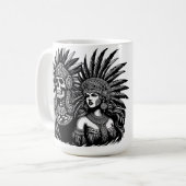 Aztec Skeleton Warrior mit Prinzessin Art Kaffeetasse (Vorderseite Links)