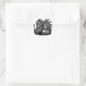 Aztec Skeleton Warrior mit Prinzessin Art Runder Aufkleber (Tasche)
