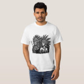 Aztec Skeleton Warrior mit Prinzessin Art T-Shirt (Vorne ganz)