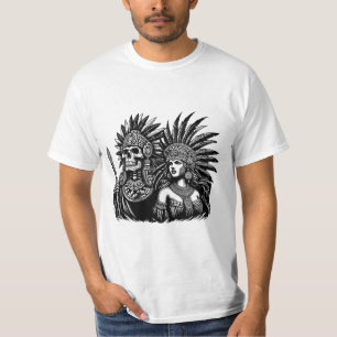 Aztec Skeleton Warrior mit Prinzessin Art T-Shirt