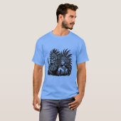 Aztec Skeleton Warrior mit Prinzessin Art T-Shirt (Vorne ganz)
