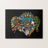 Aztec Skull Jaguar Warrior Mask Ancient Mayan Puzzle (Horizontal)
