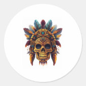 Aztec Skull Relic Runder Aufkleber (Vorderseite)