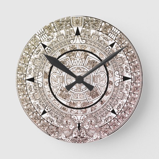 Aztec Solar Disk Calendar Runde Wanduhr (Vorderseite)