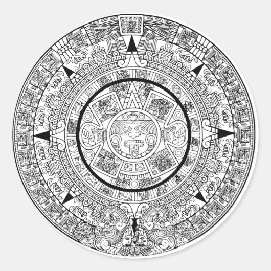 Aztec Solar Disk Calendar Runder Aufkleber (Vorderseite)
