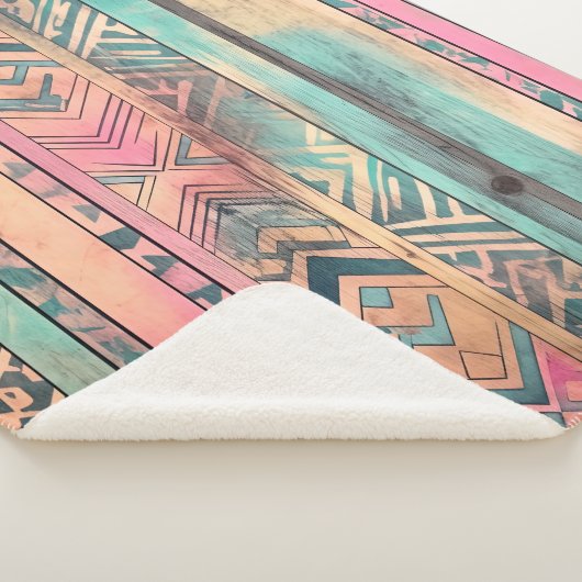 Aztec Southwest Blue and Pink Tribal Sherpadecke (3/4)