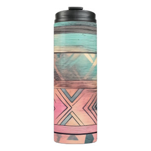 Aztec Southwest Blue and Pink Tribal Thermosbecher