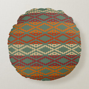 Aztec Southwestern Tribal Diamonds Rundes Kissen