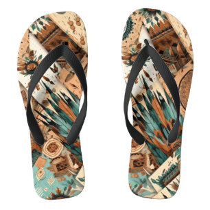 Aztec Southwestern Tribal Feathers Badesandalen