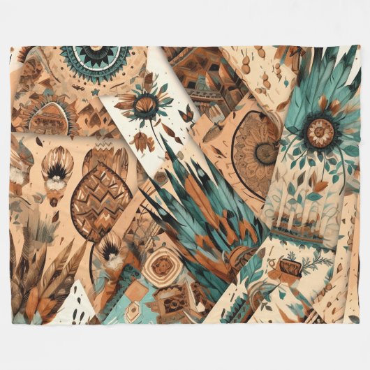 Aztec Southwestern Tribal Feathers Fleecedecke (Vorderseite (Horizontal))