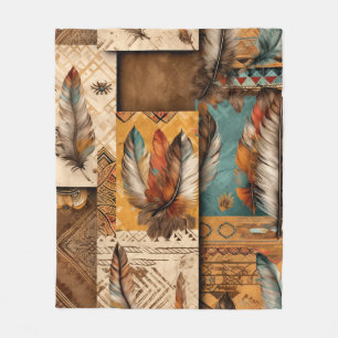 Aztec Southwestern Tribal Feathers Fleecedecke