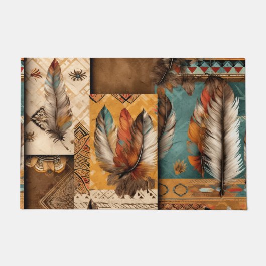 Aztec Southwestern Tribal Feathers Fußmatte (Vorderseite)