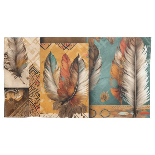 Aztec Southwestern Tribal Feathers Kissenbezug (Vorderseite-Links)