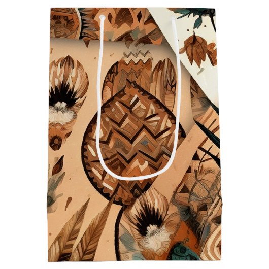 Aztec Southwestern Tribal Feathers Mittlere Geschenktüte (Rückseite)