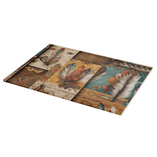 Aztec Southwestern Tribal Feathers Schneidebrett (Ecke)