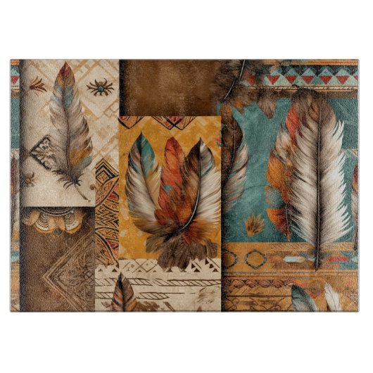 Aztec Southwestern Tribal Feathers Schneidebrett (Vorderseite)