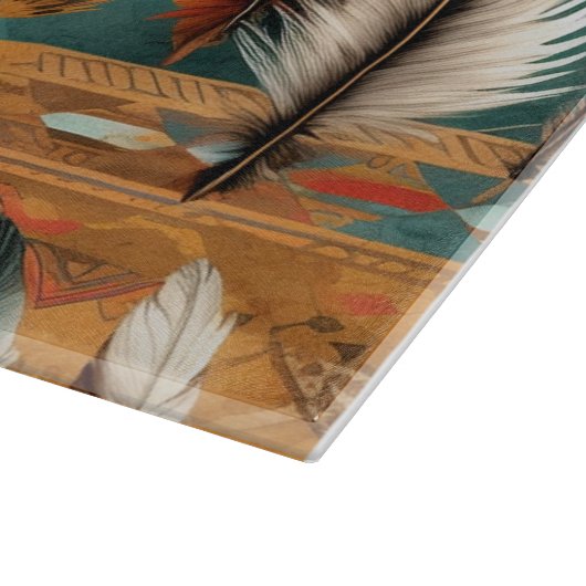 Aztec Southwestern Tribal Feathers Schneidebrett (Ecke)