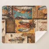 Aztec Southwestern Tribal Feathers Sherpadecke (Vorderseite (Horizontal))