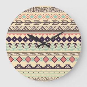 Aztec-Stammstreifen: Vintage Illustration Große Wanduhr