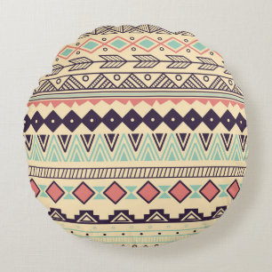 Aztec-Stammstreifen: Vintage Illustration Rundes Kissen