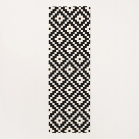 Aztec Style Block Print Black+Cream Big Pattern Yogamatte (Rückseite)