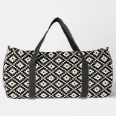 Aztec Style Block Print Black+Cream Muster Duffle Bag (Vorderseite)