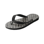 Aztec Style Block Print Black+Cream Rpt Muster Kinderbadesandalen (Schrägansicht)