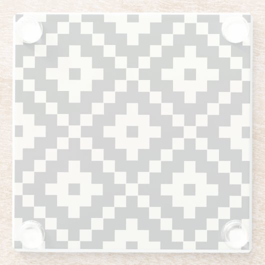 Aztec Style Block Print - Schwarz und Creme Glasuntersetzer (Rückseite)