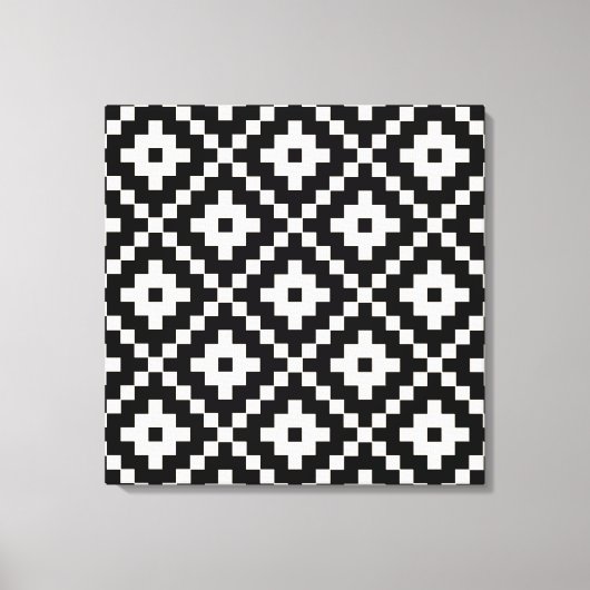 Aztec Style Block Print - Schwarz und Creme Leinwanddruck (Vorderseite)
