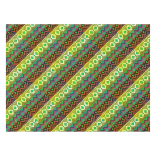 Aztec Style Green Brown Tan Tischdecke (Vorderseite (Horizontal))