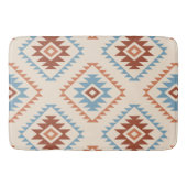 Aztec Style Motif Big Pattern Blue Crm Terracottas Badematte (Vorderseite)