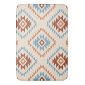 Aztec Style Motif Big Pattern Blue Crm Terracottas Badematte (Vorderseite Vertikal)